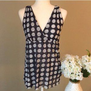 White House Black Market Sleeveless Polka Dot Blouse Black/White Size Small